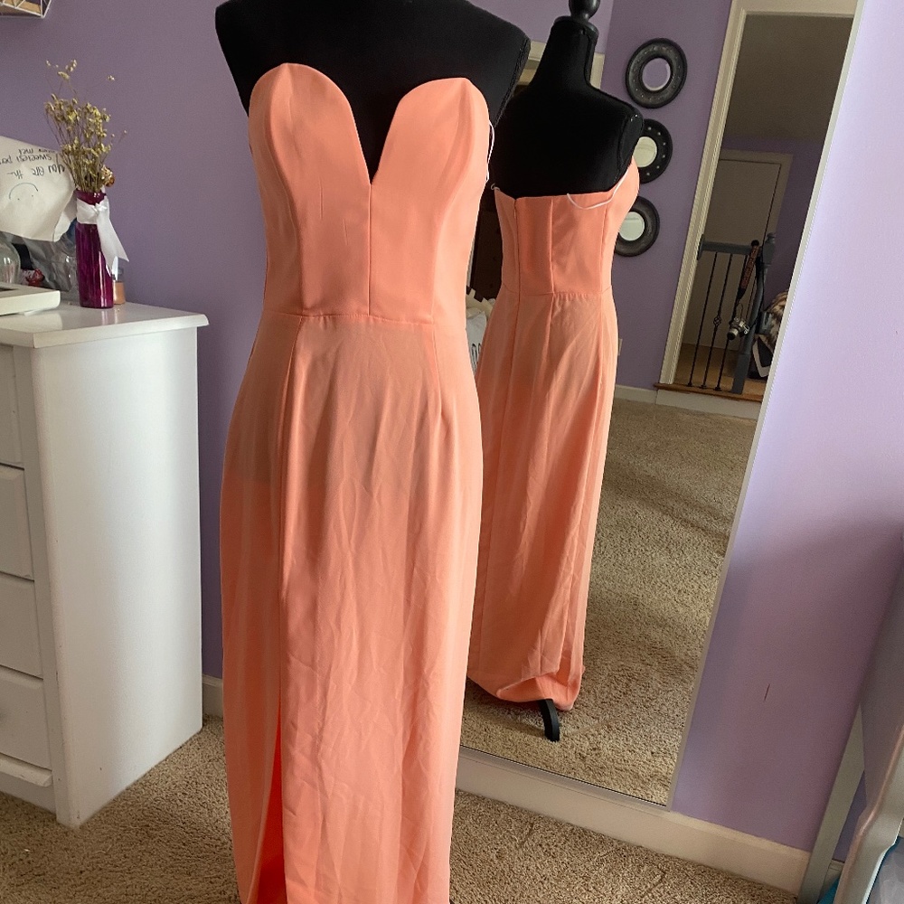 Amanda Uprichard Peach Strapless Gown